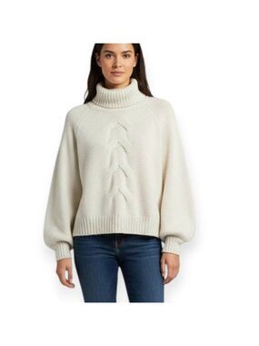 ZENANA Cream Cable Knit Turtleneck Sweater XL